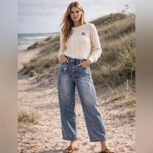 Flamingals barrel leg stretchy denim jeans size XL FG9-12